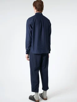 BEAMS PLUS - Linen Coolmax Button-Down Shirt in Navy