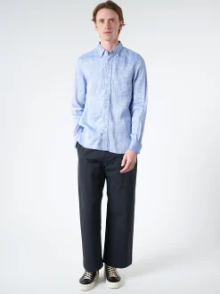 BEAMS PLUS - Linen Oxford Button Down in Blue