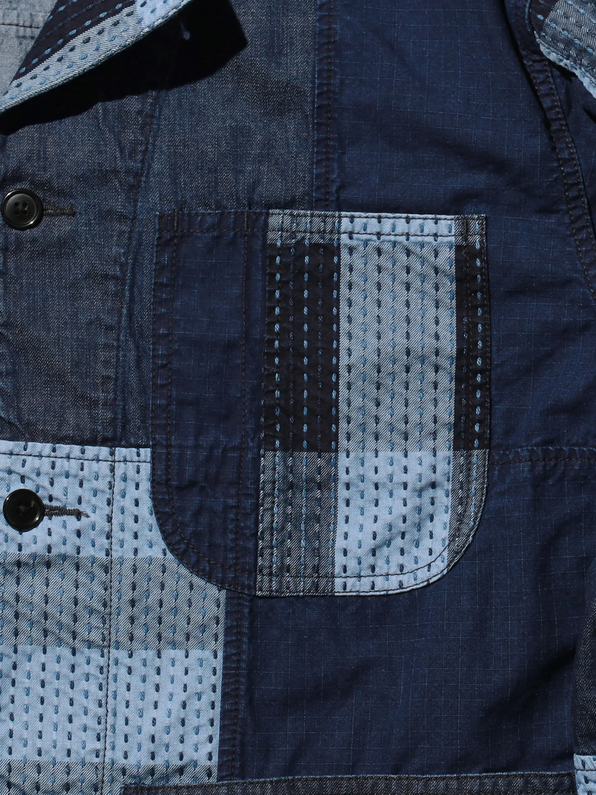 BEAMS PLUS - MIL Chore Jacket in Patchwork Indigo