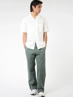 BEAMS PLUS - Pima Cotton Short Sleeve Open Collar Shirt in White