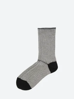 BEAMS PLUS - Pinstripe Rib Socks in Black and White