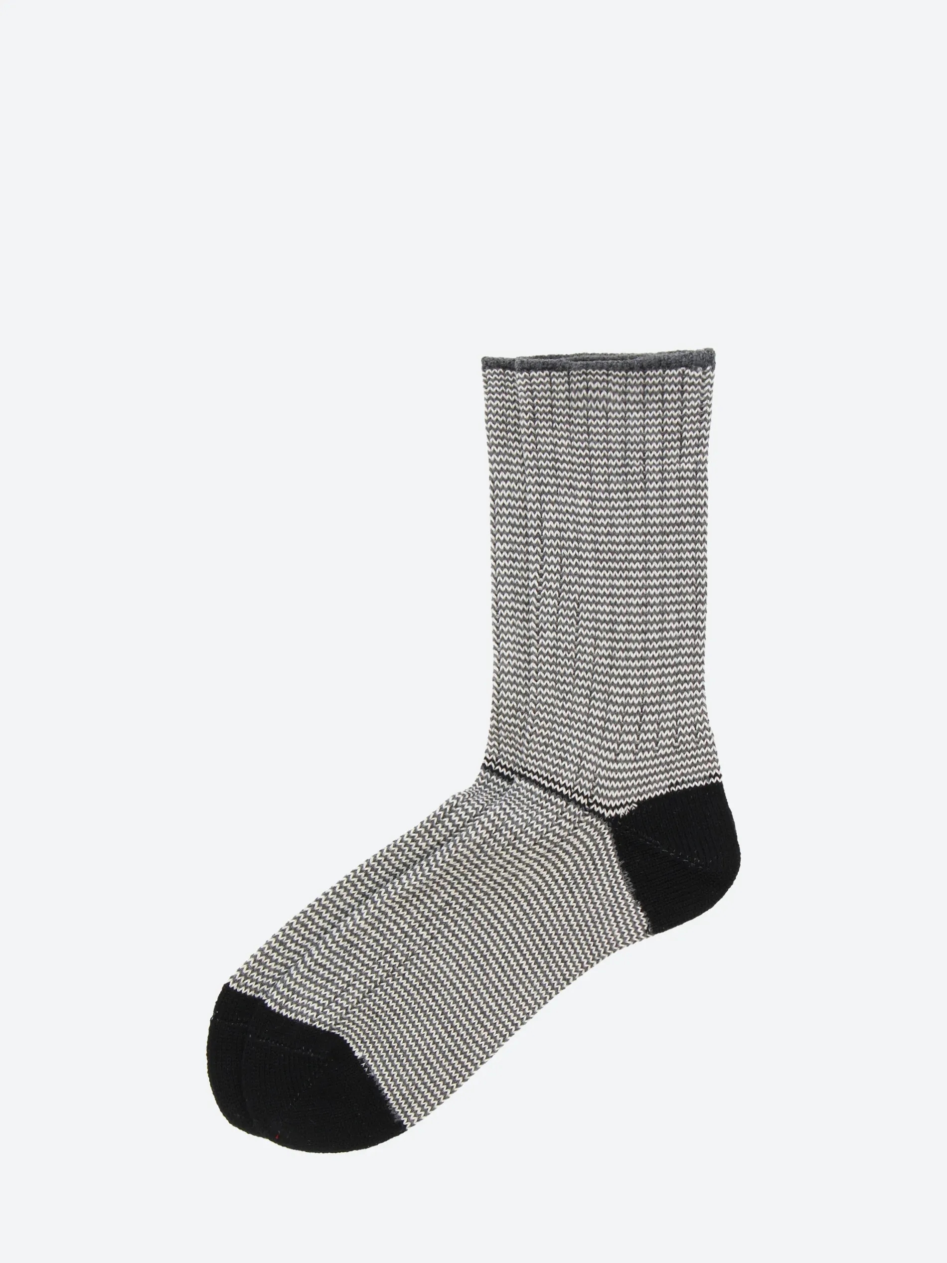 BEAMS PLUS - Pinstripe Rib Socks in Black and White