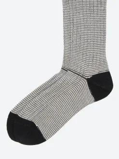 BEAMS PLUS - Pinstripe Rib Socks in Black and White