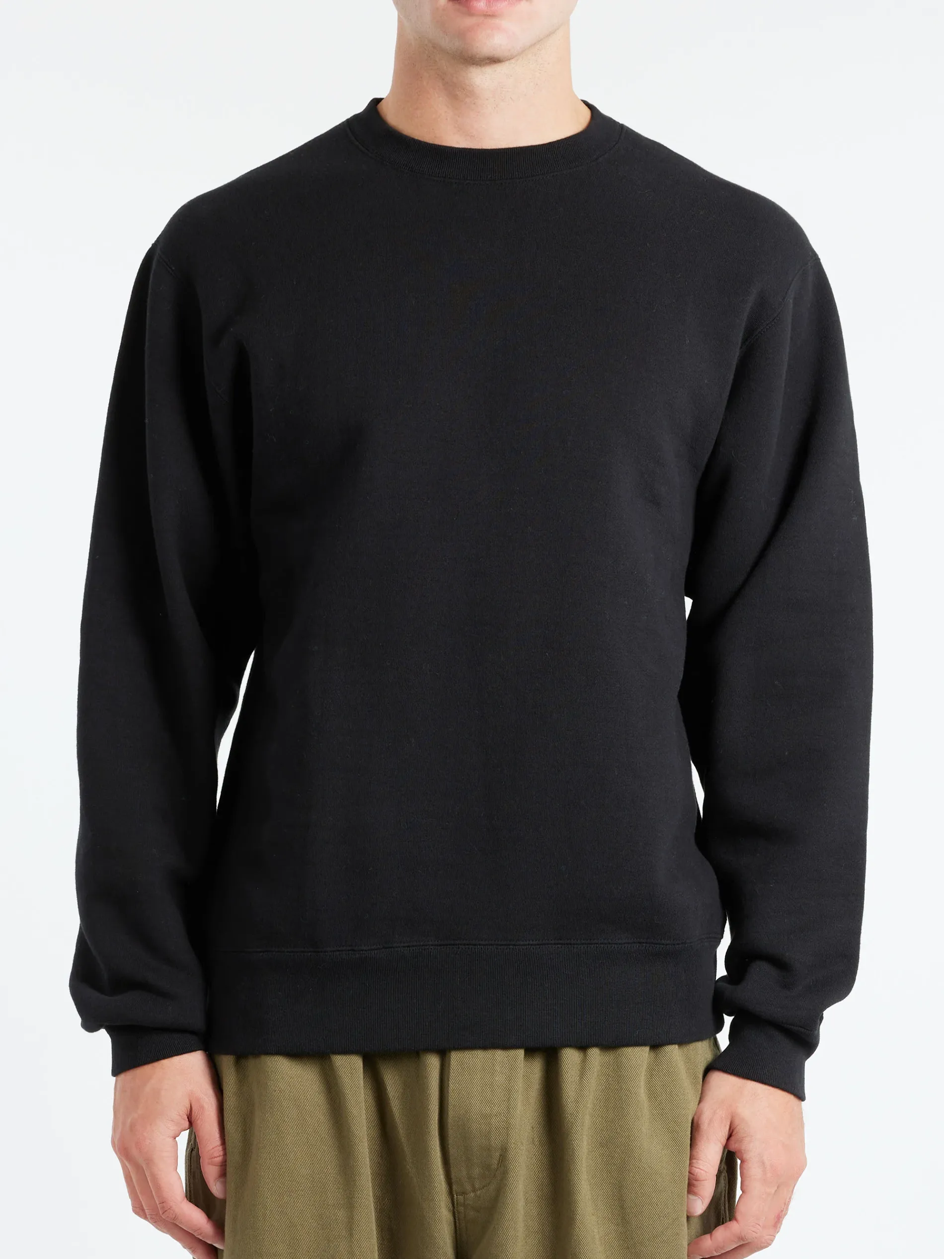 BEAMS PLUS - Raised Back Crewneck Sweatshirt in Black