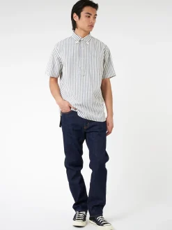 BEAMS PLUS - Seersucker Pullover Short Sleeve Button Down Shirt in Stripe