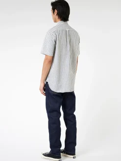 BEAMS PLUS - Seersucker Pullover Short Sleeve Button Down Shirt in Stripe