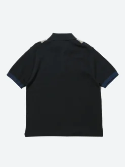 BEAMS PLUS - Stripe Argyle Knit Polo in Navy