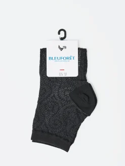 Bleuforêt - Silk Lace Trainer Socks in Black