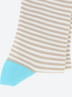 Bleuforêt - Striped Cotton Socks in Sand and Sky