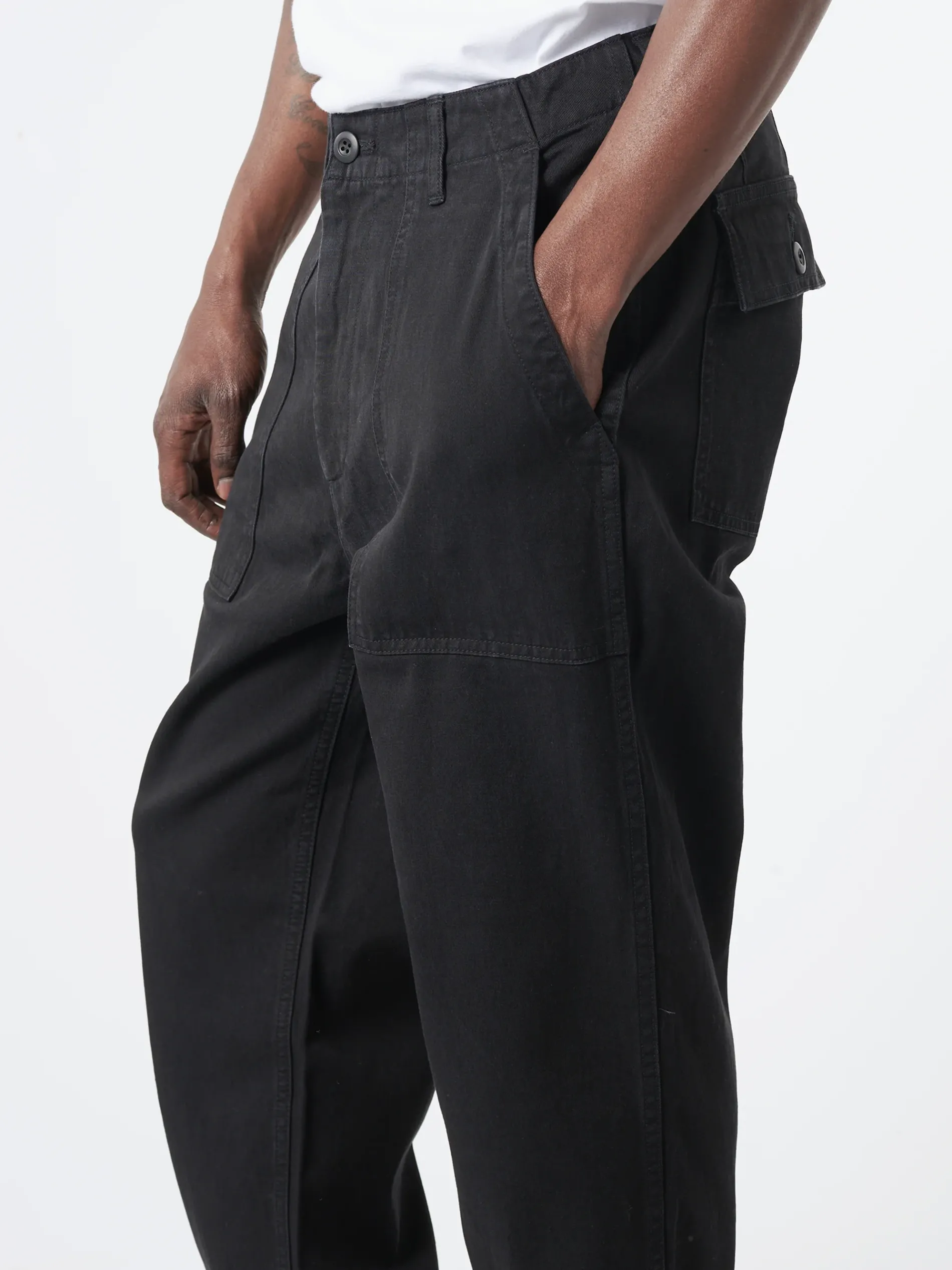 Blue Blue Japan - Cotton Tencel Twill Fatigue Pants in Black
