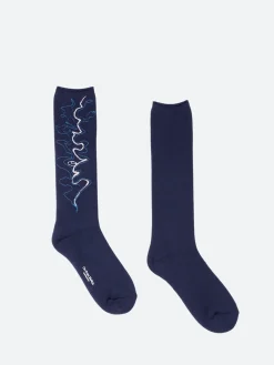 Blue Blue Japan - Minamo Jacquard Pile Socks in Navy