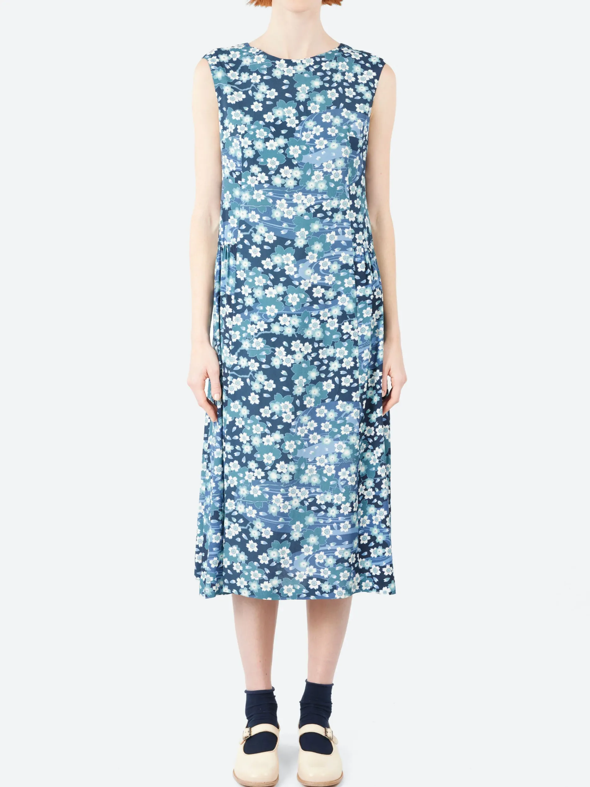 Blue Blue Japan - Nagare Sakura Dress in Dark Navy