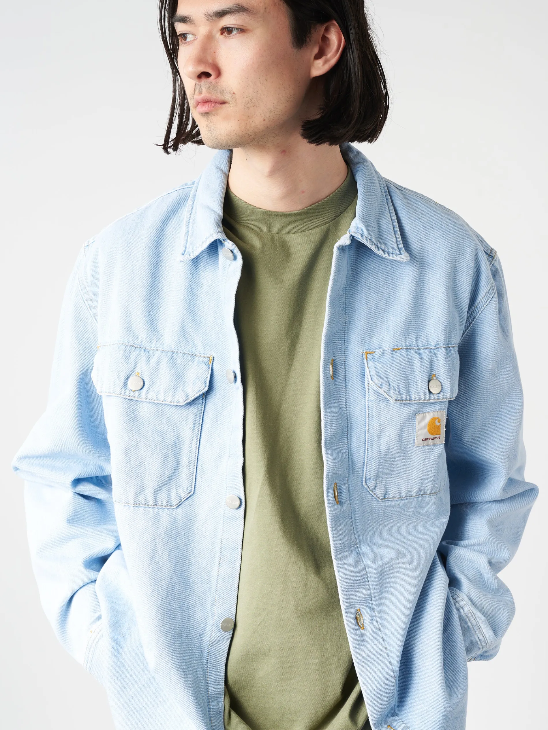 Carhartt WIP - Harvey Shirt Jacket in Blue Stone Bleached