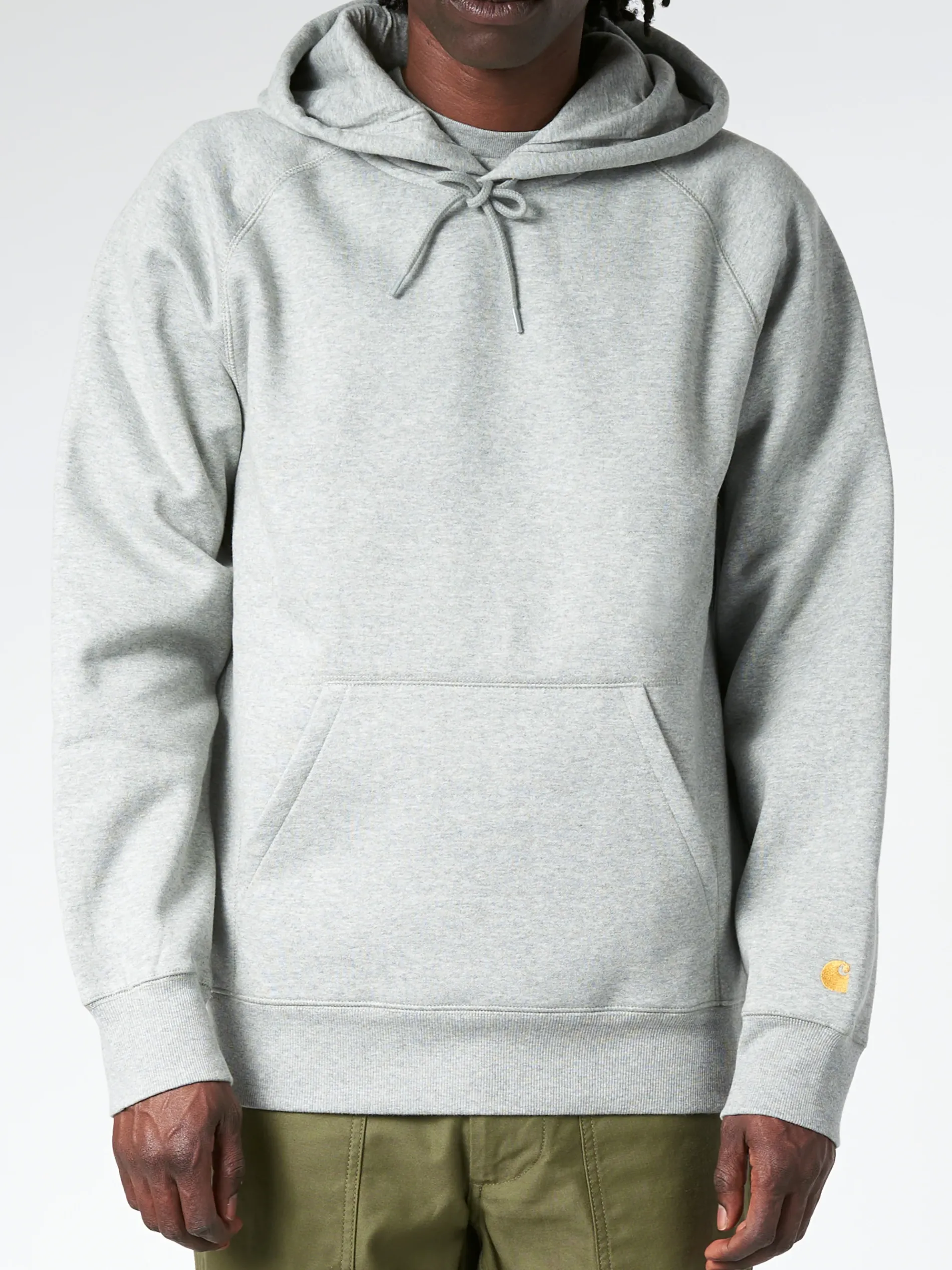 Carhartt WIP - Hooded Chase Sweatshirt in Grey Heather/Gold