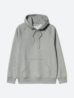 Carhartt WIP - Hooded Chase Sweatshirt in Grey Heather/Gold