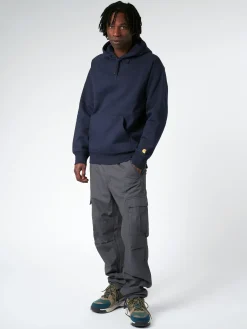 Carhartt WIP - Hooded Chase Sweatshirt in Dark Navy/Gold