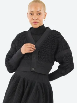 CFCL - Lattice Cropped Cardigan in Black