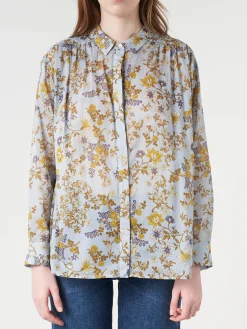 Chloé Stora - Alger Shirt in Bleu Fleurs (Blue Floral)