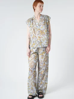 Chloé Stora - Rougail Pant in Bleu Fleurs (Blue Floral)