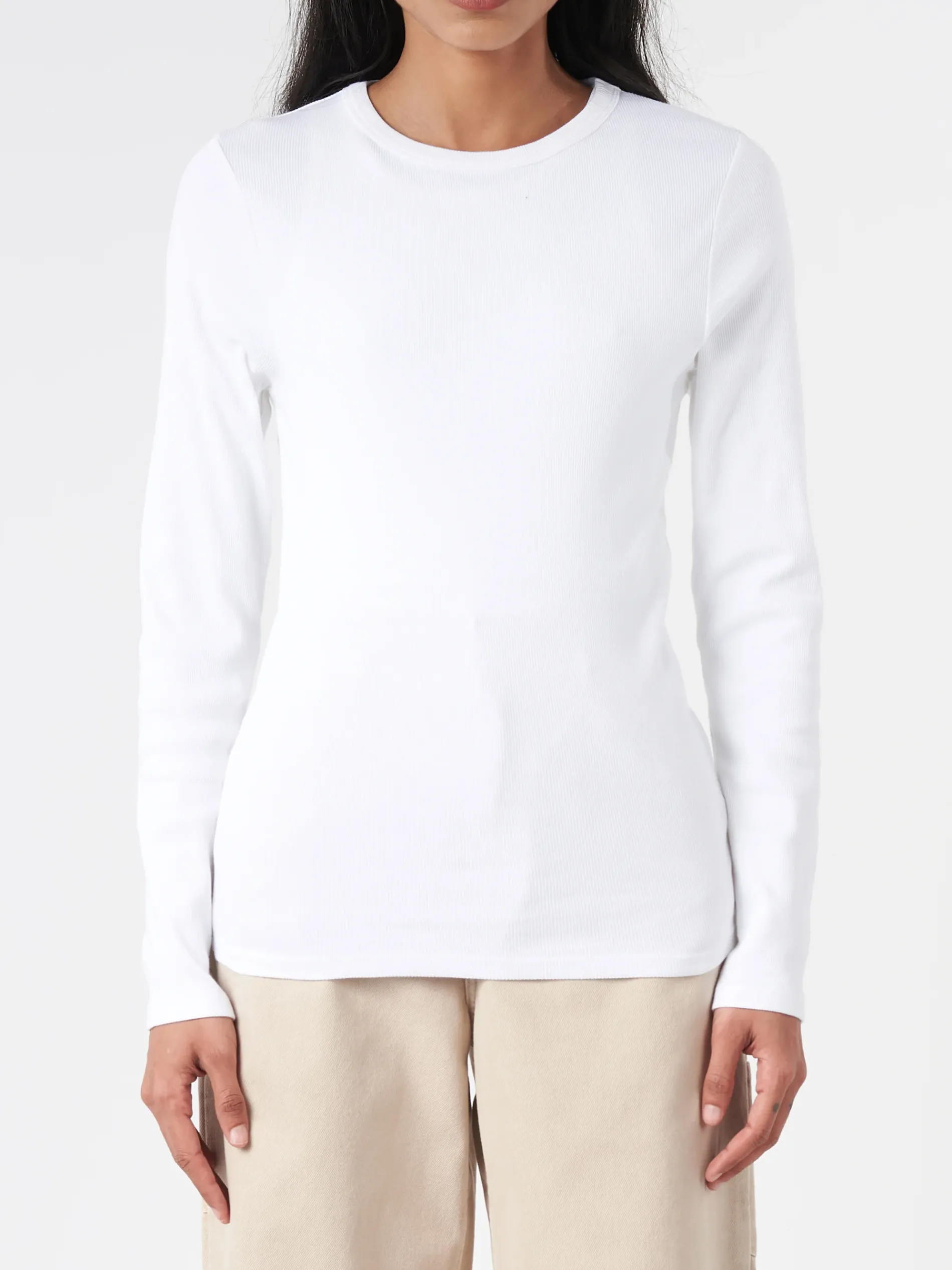 Colorful Standard - Women Organic Rib Long Sleeve Tee in Optical White