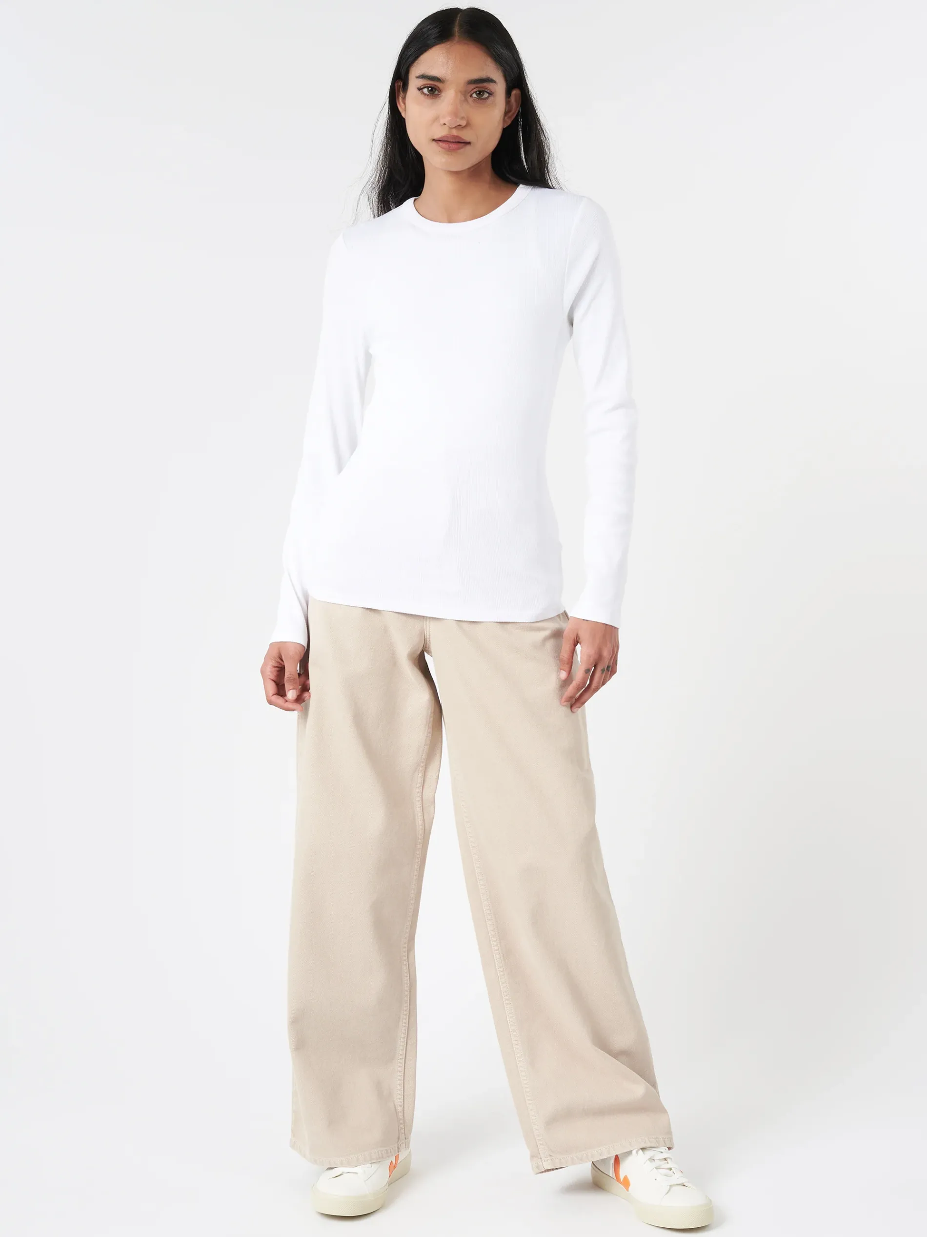 Colorful Standard - Women Organic Rib Long Sleeve Tee in Optical White