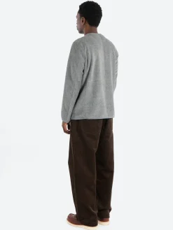 Danton - Collarless Fleece Jacket in Dark Grey