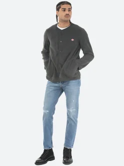 Danton - Collarless Fleece Jacket in Charcoal