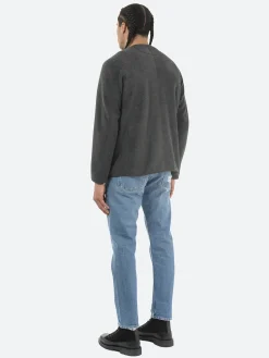 Danton - Collarless Fleece Jacket in Charcoal