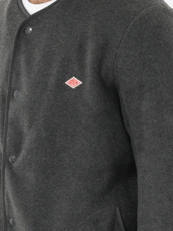 Danton - Collarless Fleece Jacket in Charcoal