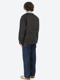 Danton - Cotton Drill Collarless Jacket in Charcoal