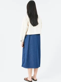 Danton - Cotton Drill Collarless Short Jacket in Ecru