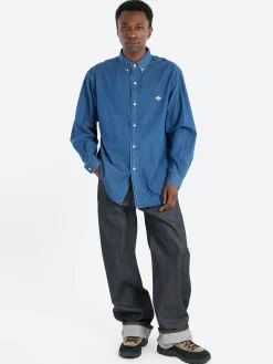 Danton - Denim Button Down Shirt in Light Indigo
