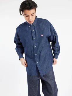 Danton - Denim Button Down Shirt in Indigo