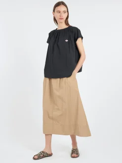 Danton - Double Pleated Skirt in Beige