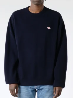 Danton - Lambswool Crew Neck Knit Pullover in Dark Navy