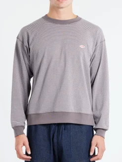 Danton - Long Sleeve Sweat T-Shirt in Charcoal and White
