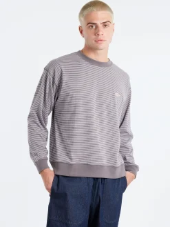 Danton - Long Sleeve Sweat T-Shirt in Charcoal and White