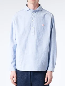 Danton - Oxford Round Collar Pullover Shirt in Blue