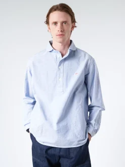 Danton - Oxford Round Collar Pullover Shirt in Blue