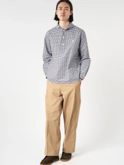 Danton - Oxford Round Collar Pullover Shirt in Black and White Gingham