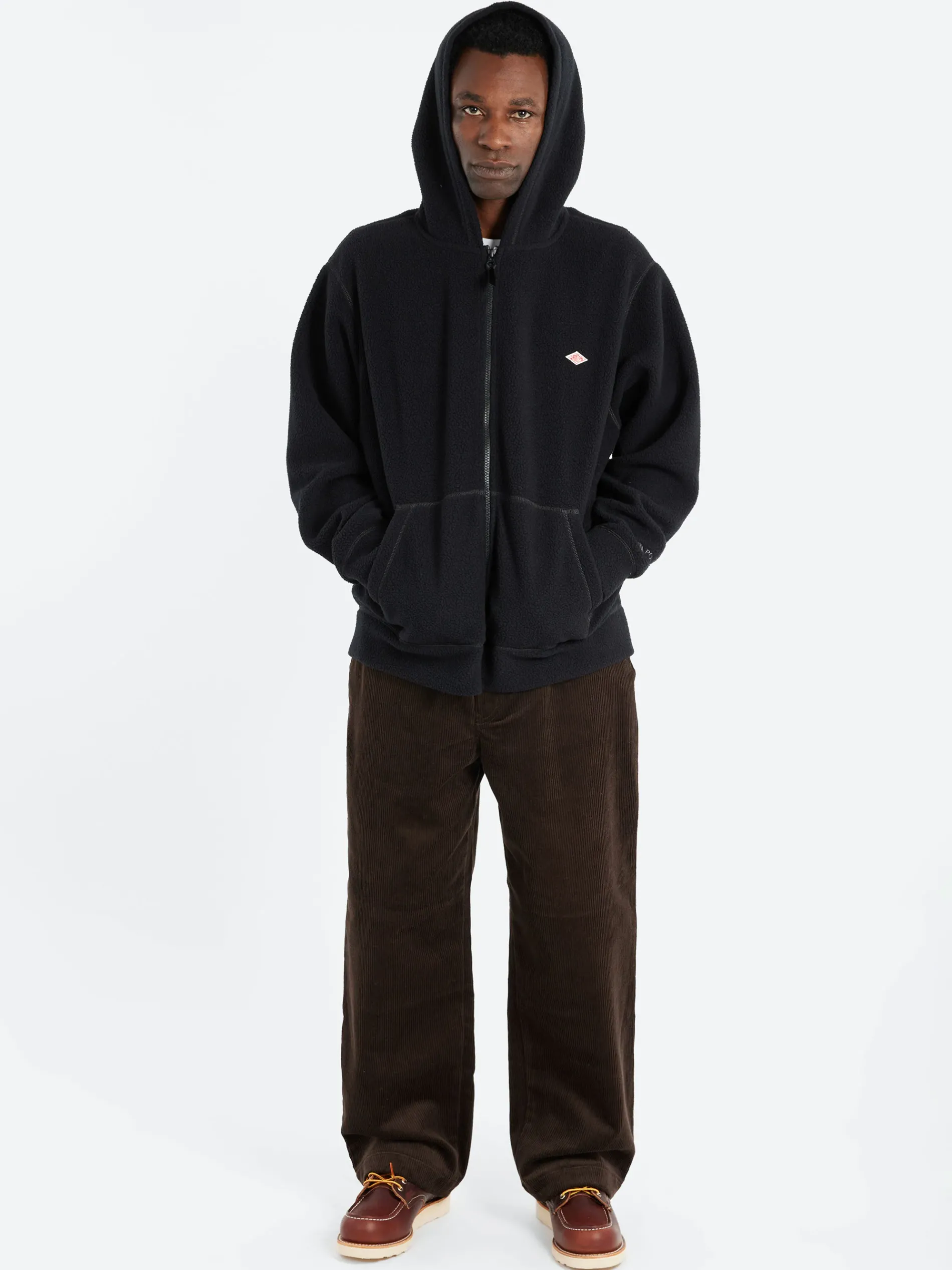 Danton - Polartec Boa Fleece Zip Hoodie in Black