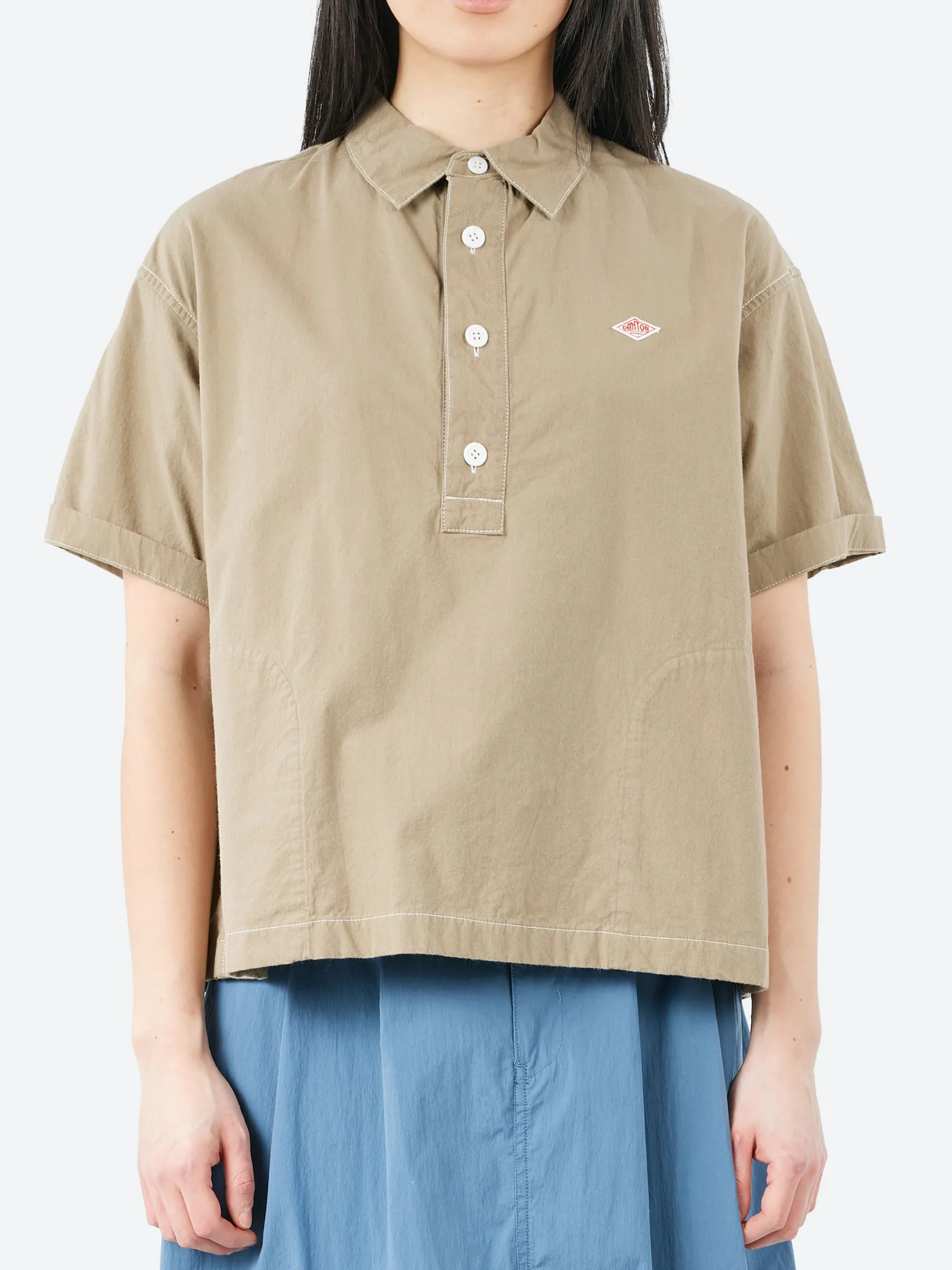 Danton - Short Sleeve Pullover Work Shirt in Greige