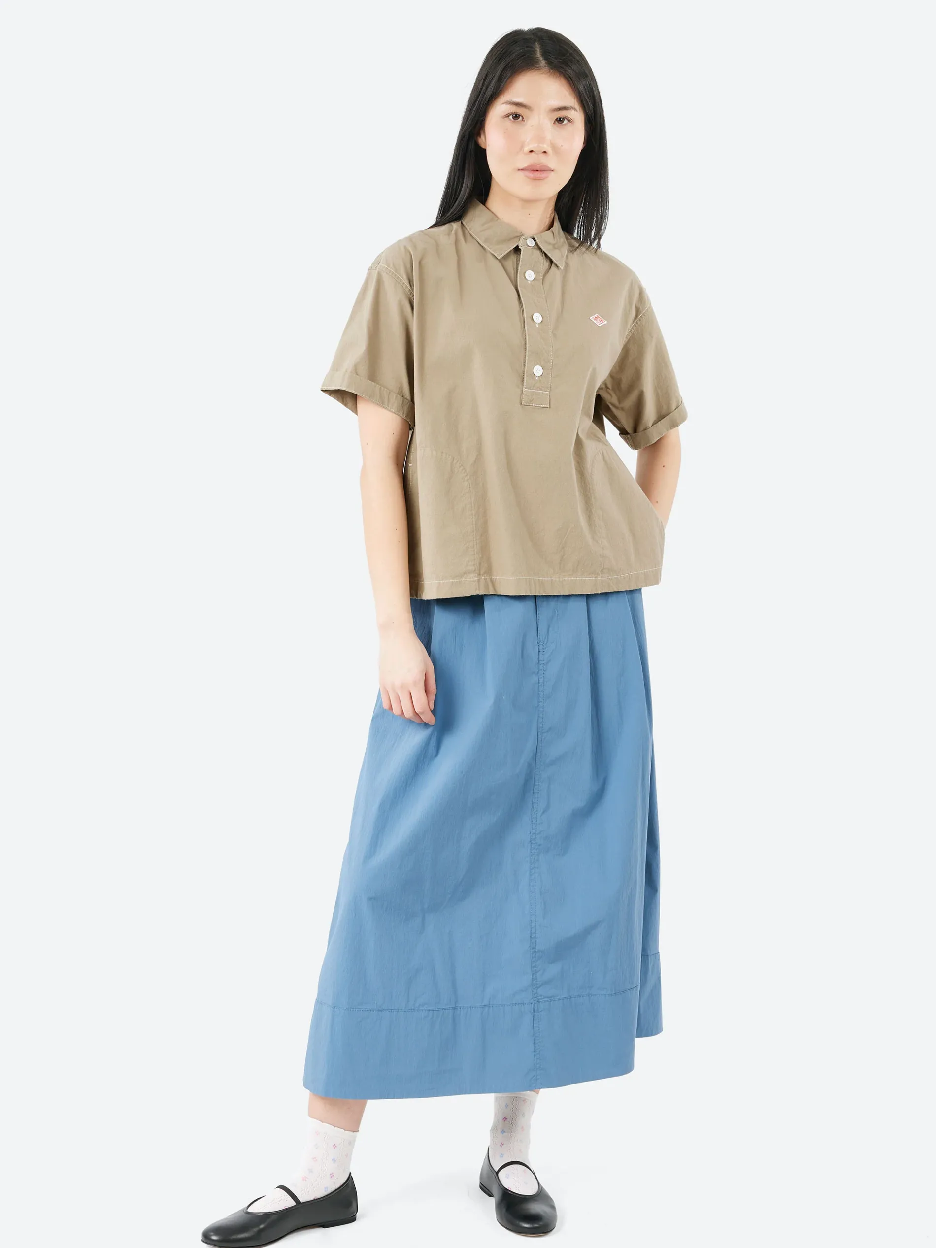 Danton - Short Sleeve Pullover Work Shirt in Greige