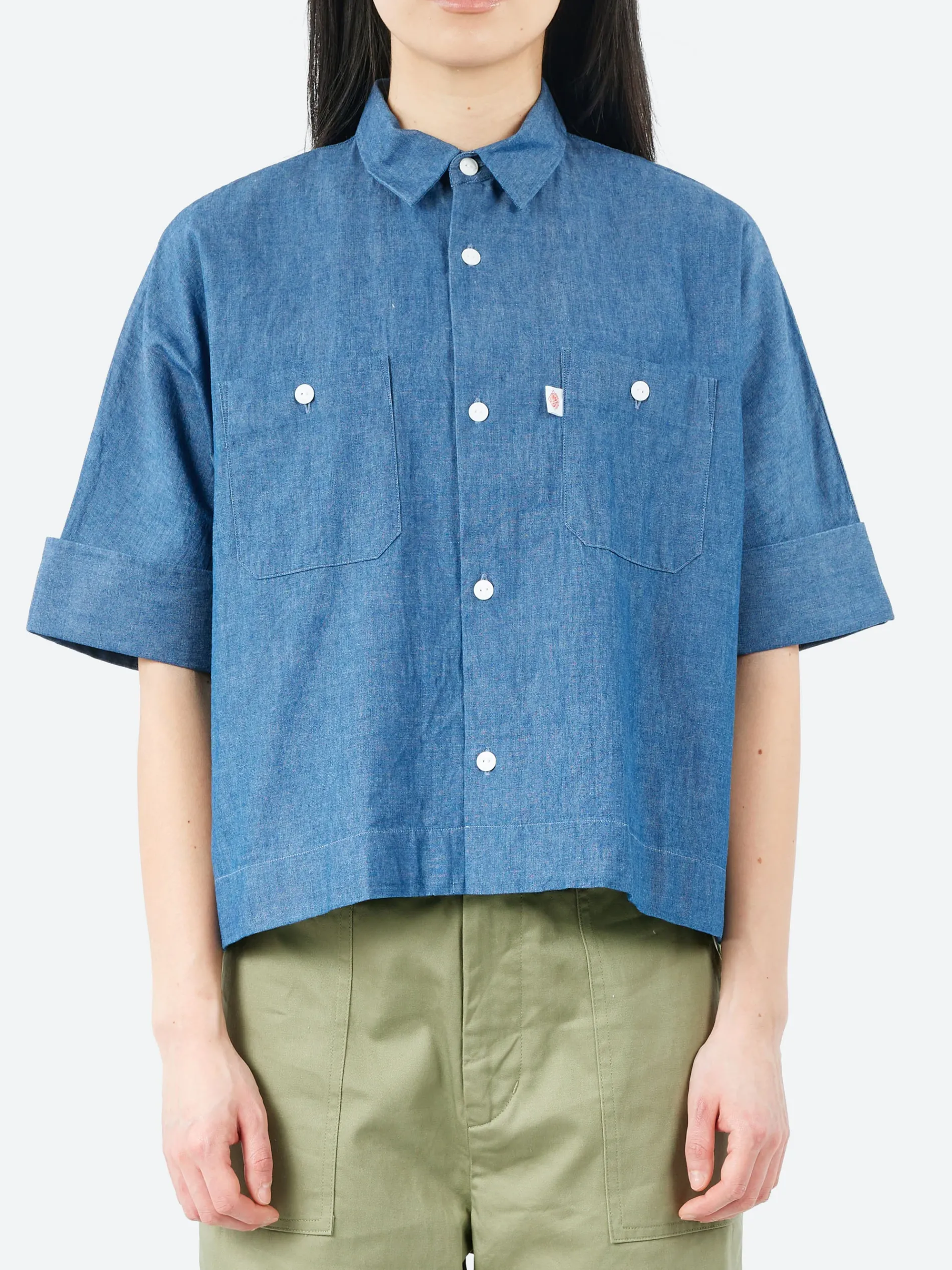 Danton - Short Sleeve Work Shirt in Light Denim