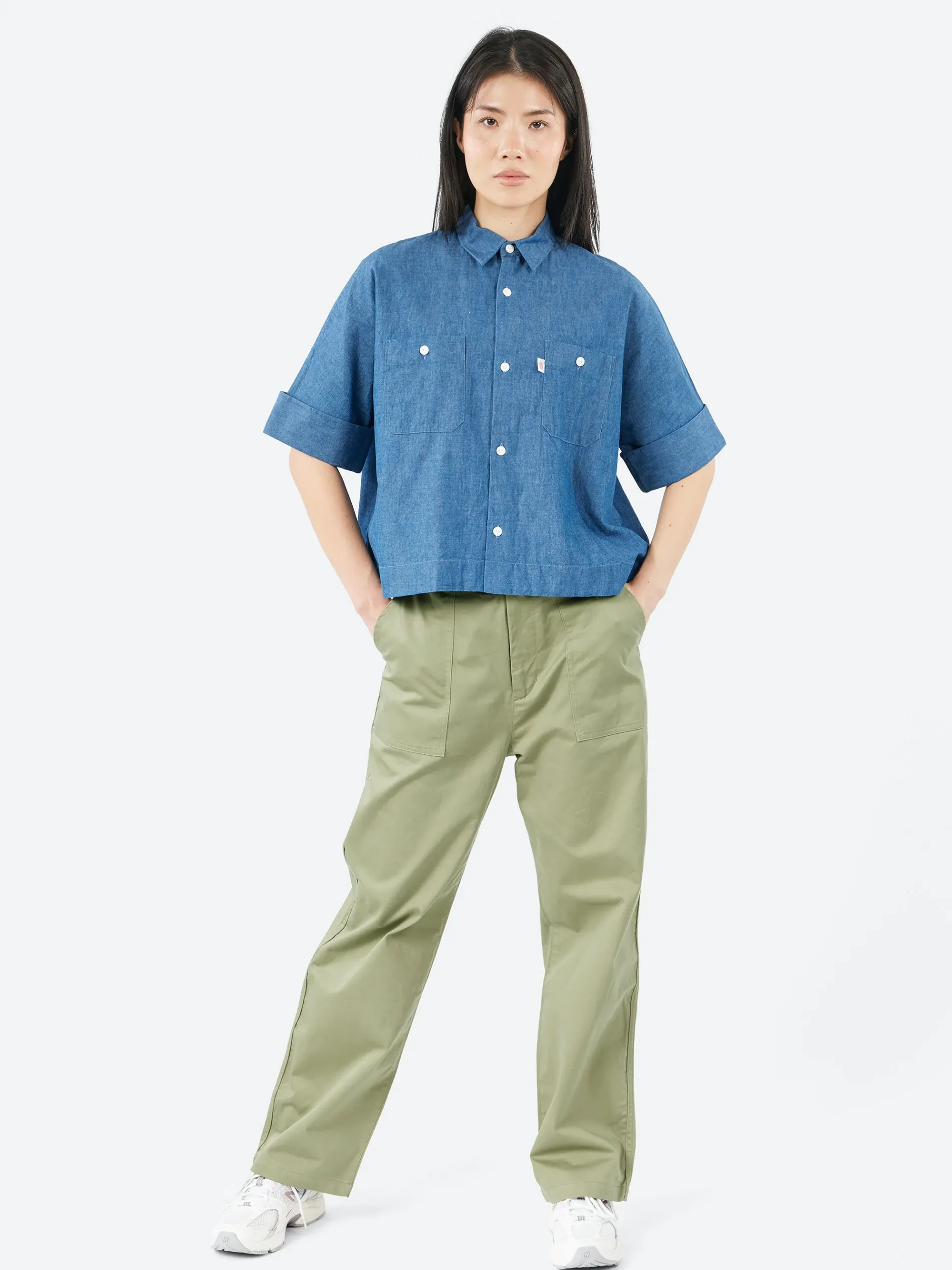Danton - Short Sleeve Work Shirt in Light Denim