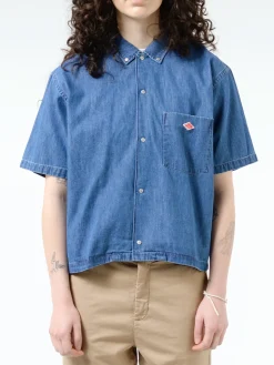 Danton - Women's B.D. Short Sleeve Shirt in Light Indigo
