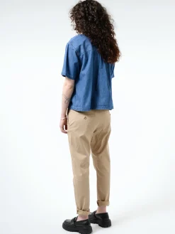 Danton - Women's B.D. Short Sleeve Shirt in Light Indigo