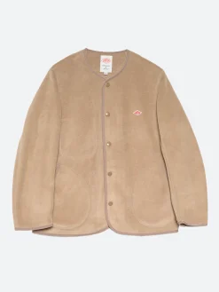 Danton - Women's Collarless Fleece Jacket in Beige