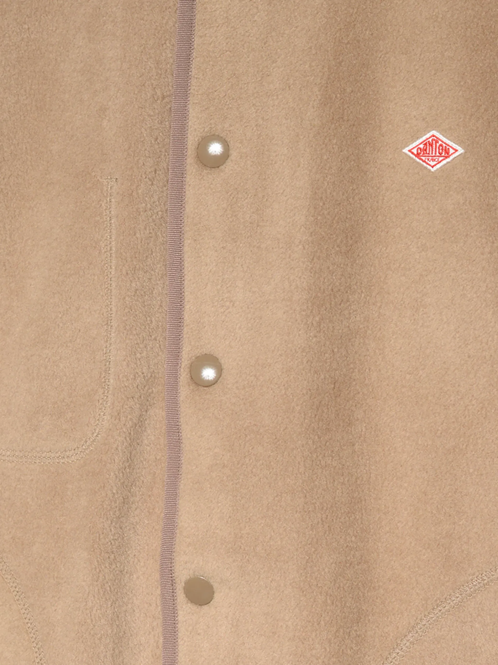 Danton - Women's Collarless Fleece Jacket in Beige