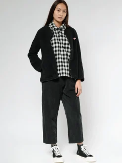 Danton - Women's Collarless Fleece Jacket in Black